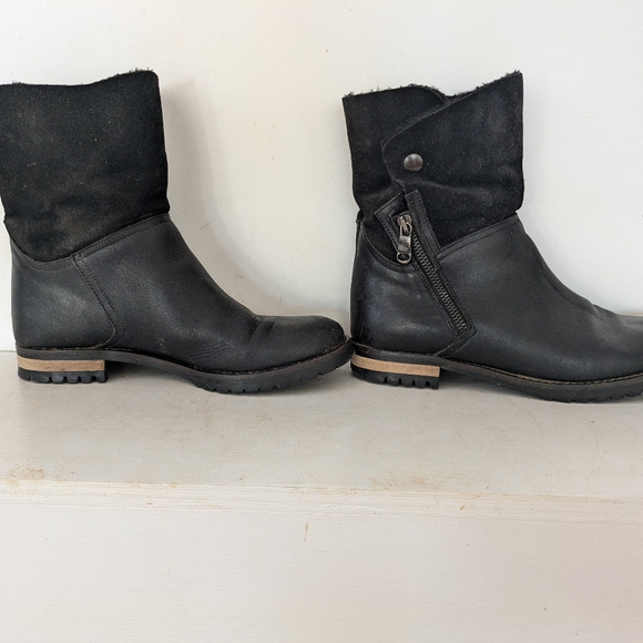 Fabianelli Italian Made Leather Side zip Shearling Lined Ankle Boots sz 38 7 1/2 - Picture 6 of 14